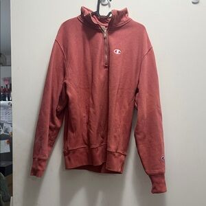Champion Men's Rust Quarter zip- Up Sweater